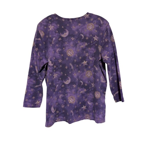 Vintage 90s Sun Moon Stars Top M Oversized Celestial Tie Dye Hippie Witch - Picture 3 of 6
